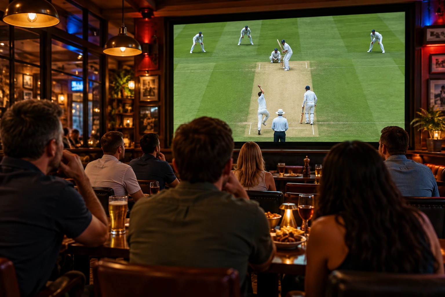 Illustrative pub screening of a live cricket match